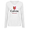 Thumbnail image for  Womens White Long Sleeve V Neck Tee 