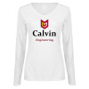 Thumbnail image for  Womens White Long Sleeve V Neck Tee 