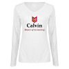Thumbnail image for  Womens White Long Sleeve V Neck Tee 