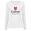 Thumbnail image for  Womens White Long Sleeve V Neck Tee 