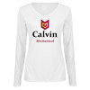 Thumbnail image for  Womens White Long Sleeve V Neck Tee 