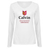 Thumbnail image for  Womens White Long Sleeve V Neck Tee 