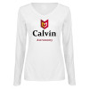 Thumbnail image for  Womens White Long Sleeve V Neck Tee 