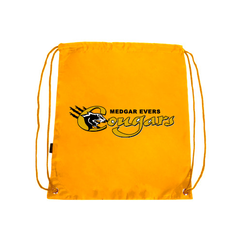 College Gold Drawstring Backpack-Medgar Evers Cougars