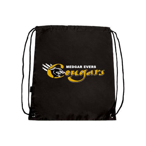 College Black Drawstring Backpack-Medgar Evers Cougars