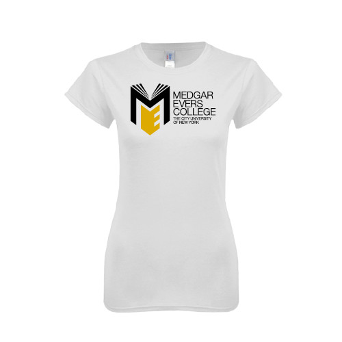 College Next Level Womens White Boyfriend Tee-Official Logo