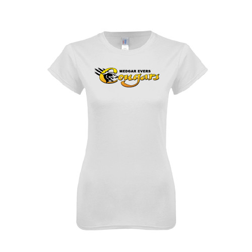 College Next Level Womens White Boyfriend Tee-Medgar Evers Cougars