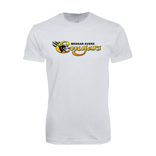College Next Level White SoftStyle T Shirt-Medgar Evers Cougars