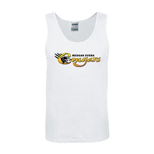 College White Tank Top-Medgar Evers Cougars