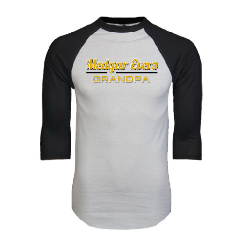 College White/Black Raglan Baseball T Shirt-Grandpa
