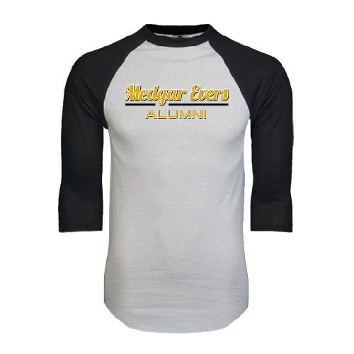 College White/Black Raglan Baseball T Shirt-Alumni