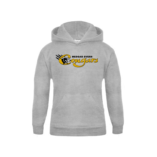 College Youth Grey Fleece Hood-Medgar Evers Cougars
