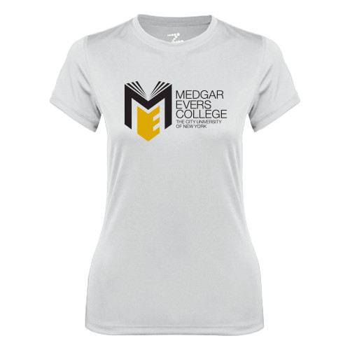 College Womens White Performance Tee-Official Logo