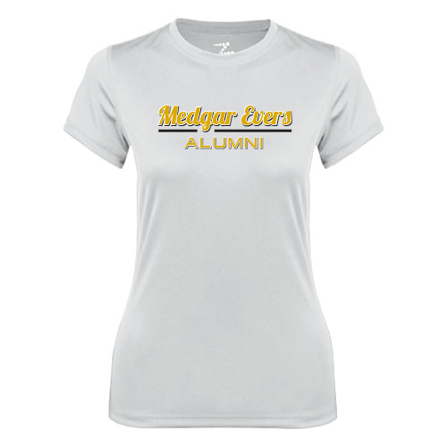 College Womens White Performance Tee-Alumni