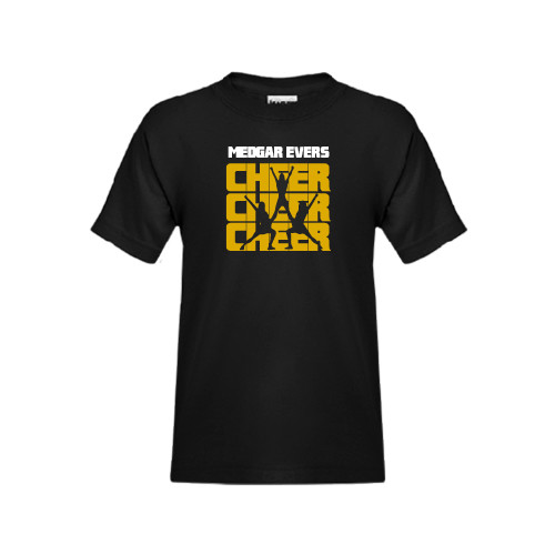 Youth Black T Shirt-Cheer Design