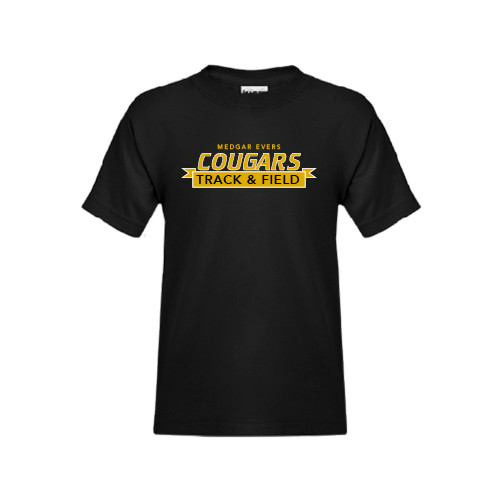 Youth Black T Shirt-Track and Field Design