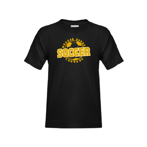 Youth Black T Shirt-Soccer Design