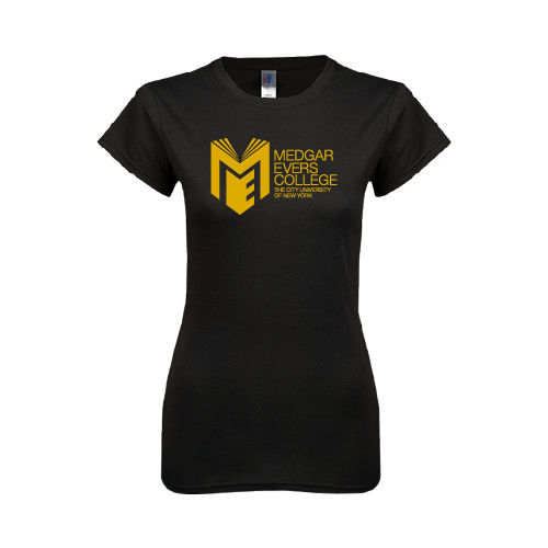 College Next Level Womens Black Boyfriend Tee-Official Logo
