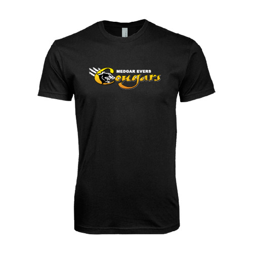 College Next Level Black SoftStyle T Shirt-Medgar Evers Cougars