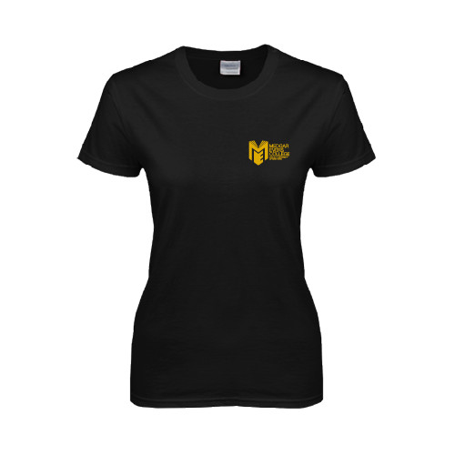 College Womens Black Short Sleeve Tee-Official Logo