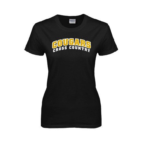 College Womens Black Short Sleeve Tee-Cross Country