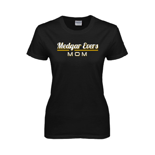 College Womens Black Short Sleeve Tee-Mom