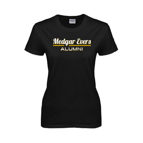 College Womens Black Short Sleeve Tee-Alumni