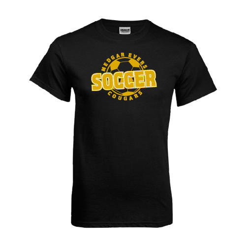 College Black T Shirt-Soccer Design