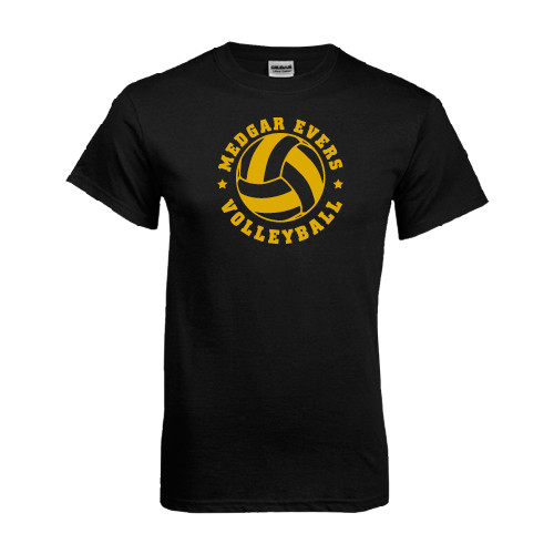College Black T Shirt-Volleyball Design