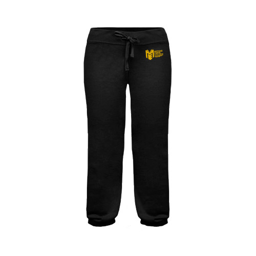 College ENZA Womens Black Banded Fleece Capri-Official Logo