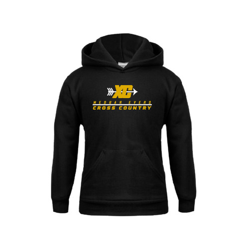 College Youth Black Fleece Hoodie-Cross Country Design