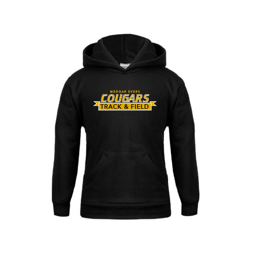 College Youth Black Fleece Hoodie-Track and Field Design