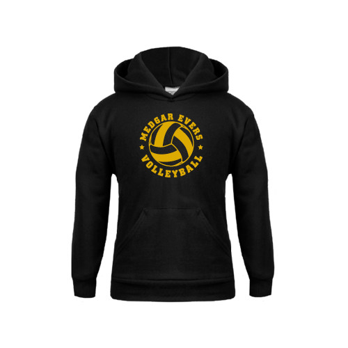 College Youth Black Fleece Hoodie-Volleyball Design