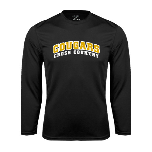 College Black Performance Long Sleeve Shirt-Cross Country