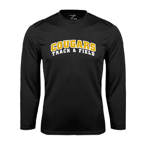 College Black Performance Long Sleeve Shirt-Track and Field