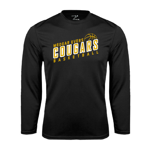 College Black Performance Long Sleeve Shirt-Basketball Design