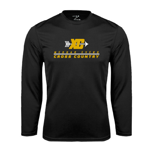 College Black Performance Long Sleeve Shirt-Cross Country Design