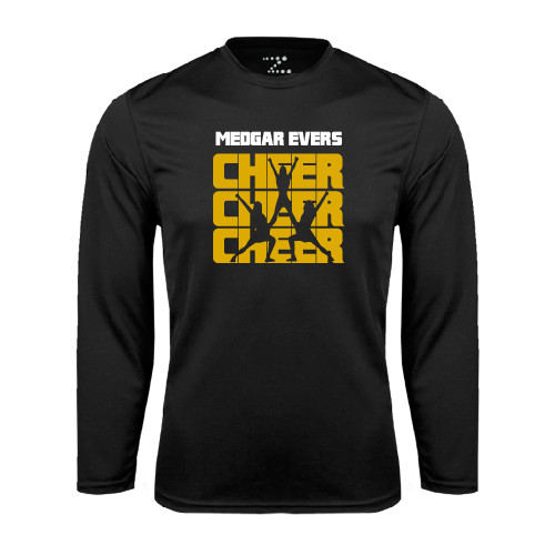 College Black Performance Long Sleeve Shirt-Cheer Design
