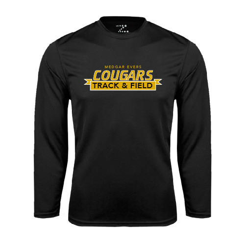 College Black Performance Long Sleeve Shirt-Track and Field Design