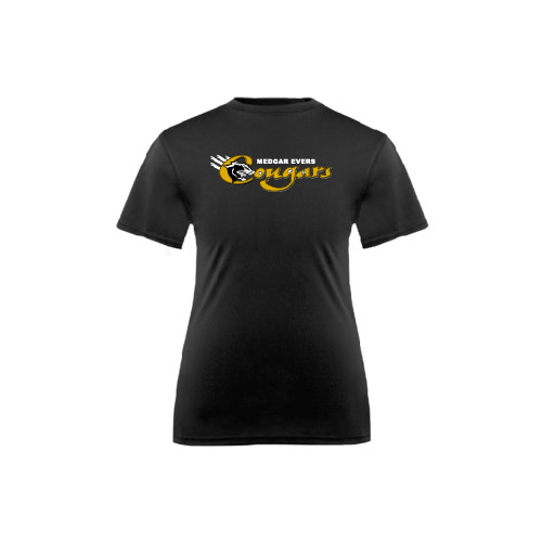 College Youth Performance Black Tee-Medgar Evers Cougars