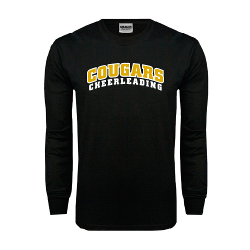 College Black Long Sleeve T Shirt-Cheerleading