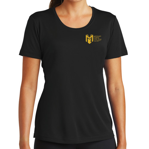 College Womens Black Performance Tee-Official Logo