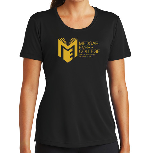 College Womens Black Performance Tee-Official Logo