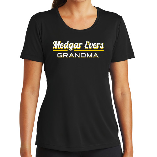 College Womens Black Performance Tee-Grandma