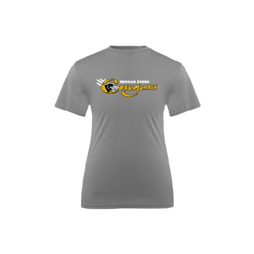 College Youth Performance Grey Concrete Tee-Medgar Evers Cougars