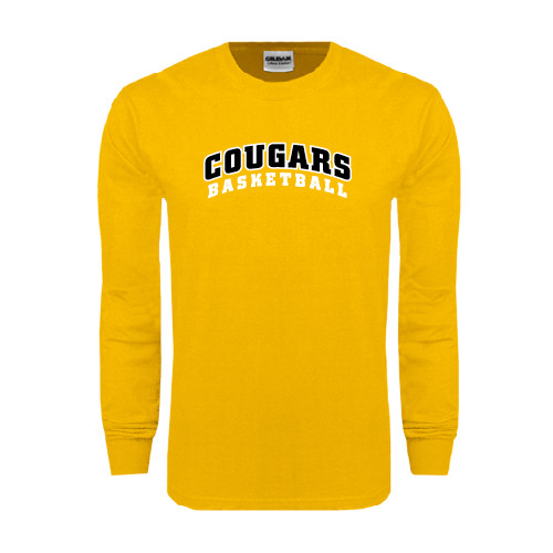 College Gold Long Sleeve T Shirt-Basketball