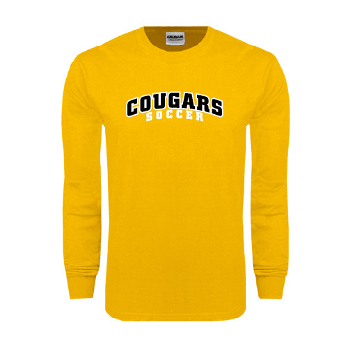 College Gold Long Sleeve T Shirt-Soccer
