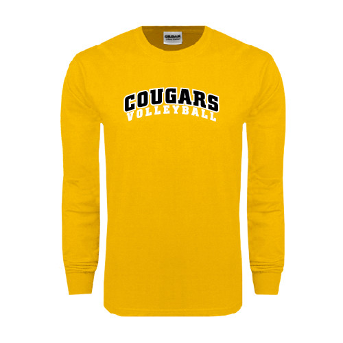 College Gold Long Sleeve T Shirt-Volleyball