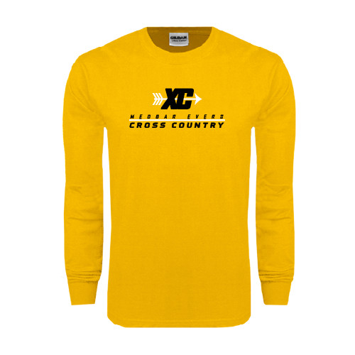 College Gold Long Sleeve T Shirt-Cross Country Design