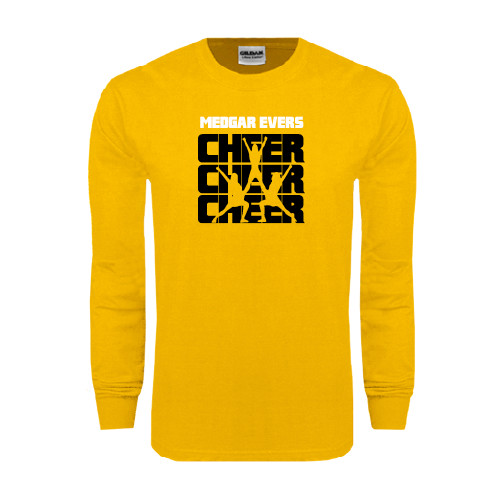 College Gold Long Sleeve T Shirt-Cheer Design